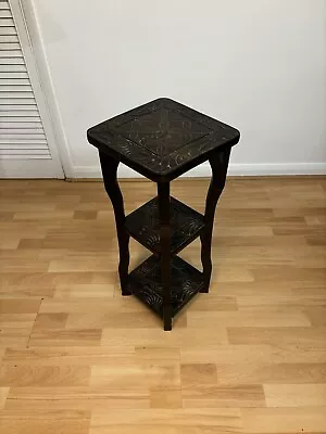 Stunning Antique Japanese Carved Wooden 3 Tier Side Table Plant Stand Torchere • £100