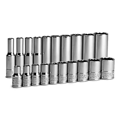 Capri Tools 1/4 In. Drive 12-Point Socket Set 3/16 To 9/16 In. SAE 20-Piece • $29.99