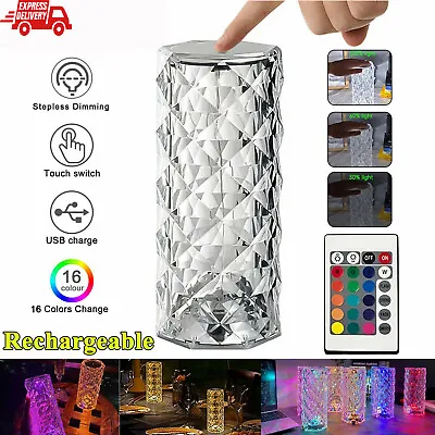 £8.88 • Buy RGB LED Crystal Table Lamp Diamond Rose Bar Night Light Touch Atmosphere Bedside
