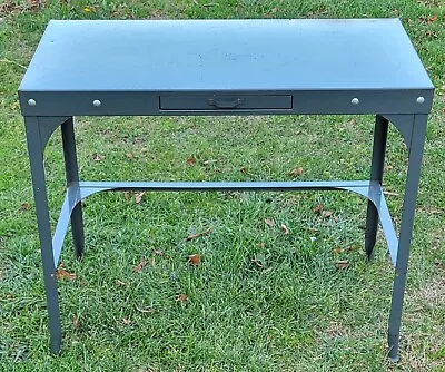 Vintage 40s MCM Uhl Art Steel Petite Industrial Desk Toledo Metal Furniture Rare • $349.99