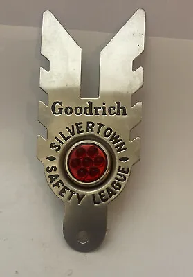 Vintage Goodrich Tires Safety League License Plate Topper Metal Glass Original • $145