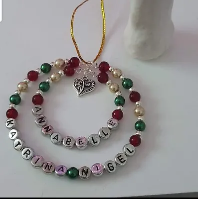 Beaded Christmas Tree Decoration Handmade Personalised Secret Santa • £6