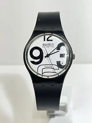 Swatch Watch Vintage 1983 GB103 RARE Black/White Swiss Made- New Battery • $210