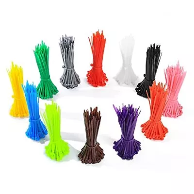 1200 Pieces Colored Zip Ties Multi-Purpose Assorted Colorful Nylon Cable 4 Inch • $24.12