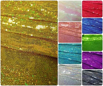 3mm Mini Micro Holographic Shiny Sequins On Stretch Polyester Spandex Fabric • $15.99