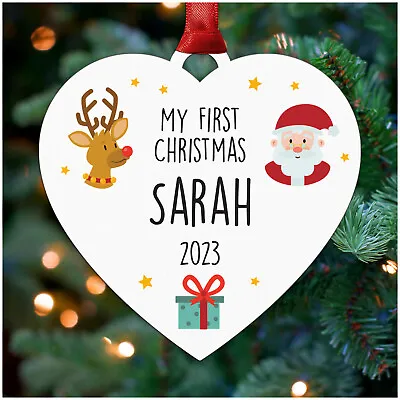 PERSONALISED Babys First Christmas Tree Bauble Wooden Gift My First Christmas • £6.99