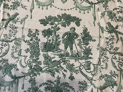 Medieval Renaissance Landsknecht Macaws Sewing Fabric Yards Ivory Green 3x1 Yds • $19.99