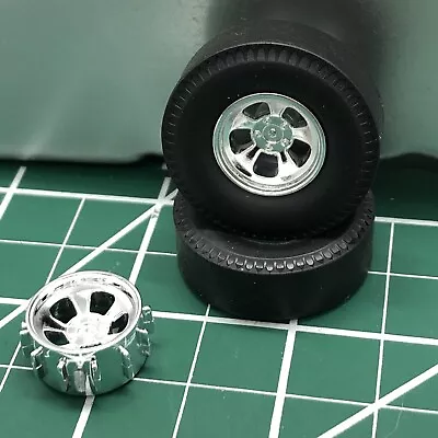 2) Gasser Drag Race Halibrand Wheels W Pie Crust SLICKS  1:25 MM LBR Model Parts • $8.90