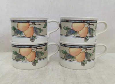 Vintage Mikasa Intaglio Mugs Garden Harvest Fruit Pattern Set Of 4 Small Cups   • $24.99