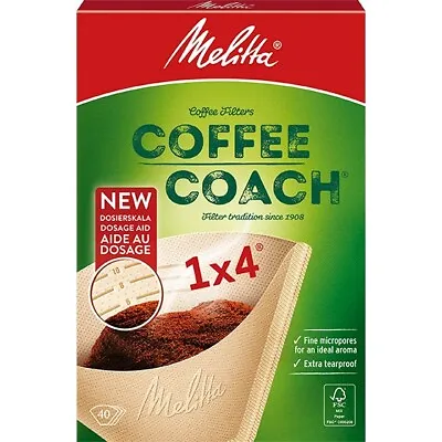 40 X Melitta Coffee Coach Coffee Filters 1 X 4 Dosage Aid On Each Filter 6773344 • £3.95
