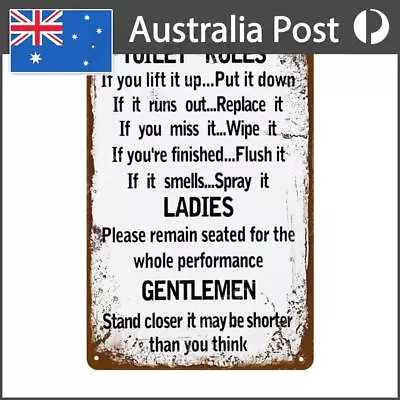 Toilet Rules Metal Plate Poster Bar Pub Tin Plaques Vintage Painting Wall Signs • $9.69