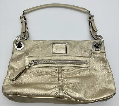 B MAKOWSKY Bronzed Gold Metallic Genuine Leather Purse Handbag Shoulder • $30.68