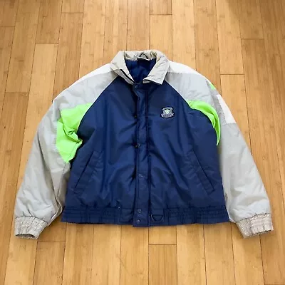 Vintage Givenchy Jacket Mens Large Neon Colorblock Bubble Puff Zip Up Ski Coat • $42