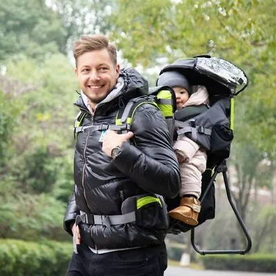 HOMCOM Baby Hiking Backpack Carrier W/ Detachable Rain Cover For Toddlers Black • £73.99