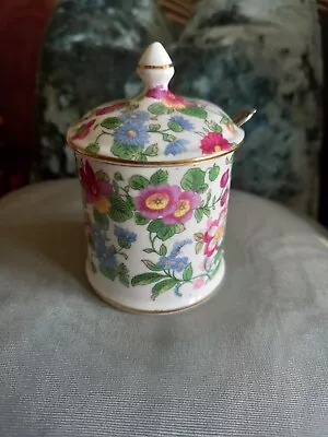 Crown Staffordshire Jam/Mustard Pot With Spoon 1920/30's • £10