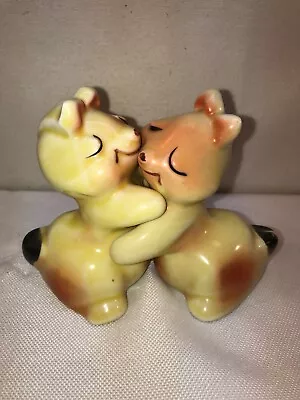 Vtg 40-50’s Van Tellingen Pottery Art Hugging Bunny Rabbits Salt & Pepper Set • $17.99