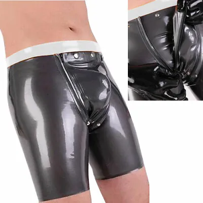 Latex Rubber Black Boxer Shorts/Pants Tight Zipper Decoration White 0.4mm S-XXL • £25.52