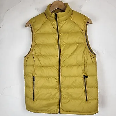 Marks Spencer Mens Small Down Insulated Bodywarmer Gilet Yellow Outdoors Hiking • $32.45