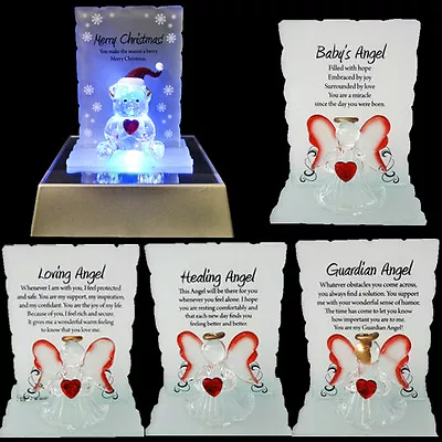 Angel Glass Crystal Ornaments Message Bear Gift Set Poem Poetic Writing Present • £3.80