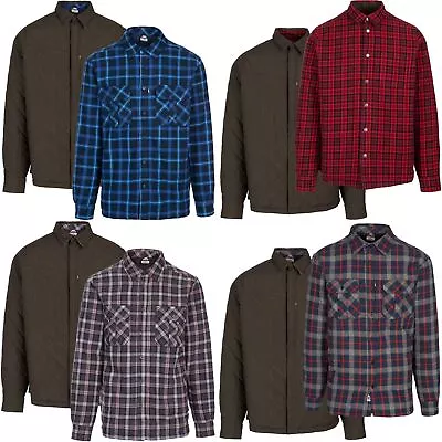 Mens Trespass Padded Reversible Jacket Fleece Lumberjack Quilted Lined Shirt • £9.99