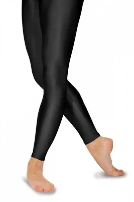 £16.99 • Buy Roch Valley Footless Leggings Nylon Lycra Shiny Black Dance Gymnastics Freestyle