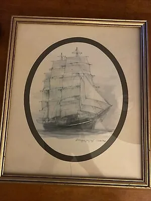 Vintage MADS STAGE Watercolor Art Print Denmark  Fieldriggin Georg Stage  Ship • $250