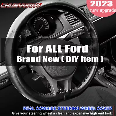 For 1992-1997 Ford F150 F250 F350-Replacement Leather Steering Wheel Cover • $14.99