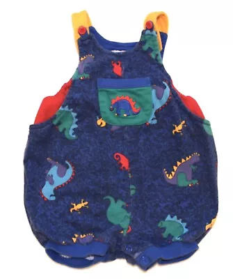 Vintage Gymboree Blue Green Bubble Romper Dinosaurs Rainbow Tag Size Infant 6-12 • $34.55