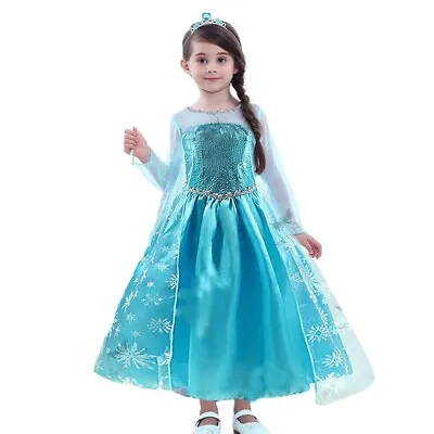 Frozen Inspired Elsa Style Dress Girls Princess Costume - Size 6-7 Yr • $14.99