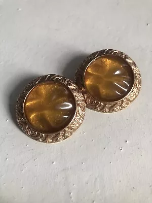 Vintage YSL Yves Saint Laurent Resin Large  Clip On Earrings Signed • $34.99