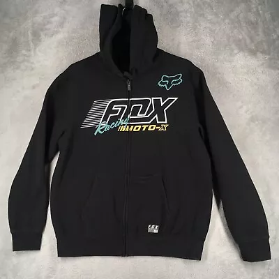 Fox Racing Hoodie Mens Large Black Full Zip Sweatshirt Motocross Moto-X  Grunge • $34.99