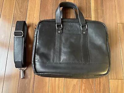 James Campbell Mens Leather Zip Around Briefcase Handbag Black • $49