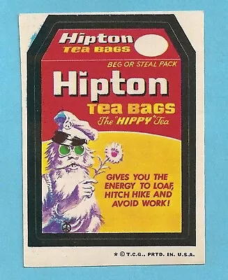 Wacky Packages Vintage 4th Series Sticker Hipton Tea Bags * Topps 1973 Tan Back • $2