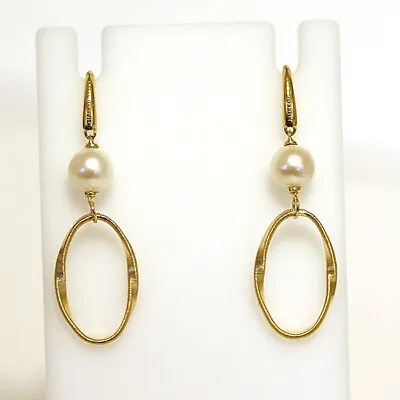 MARCO BICEGO NEW Marrakech Onde 18K Yellow Gold And 7mm Pearl Earrings   • $772