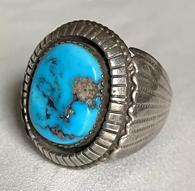 Amazing Vintage “Navajo” Sterling Silver & Turquoise Ring - Size 11.75 - Signed • $159