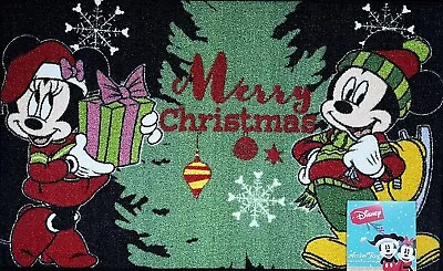 Disney Mickey Mouse Minnie Merry Christmas Santa Hat Mat Rug 20”x32” Gifts NEW • $26.34