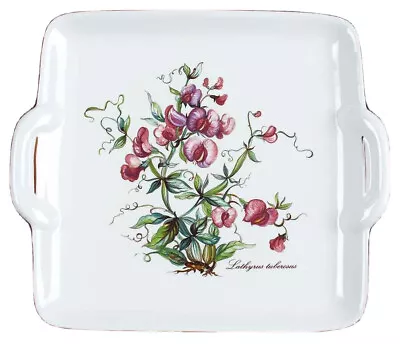 Villeroy & Boch Handled Square Cake Plate Botanica Vitro-Porcelain Sweet Pea 8” • $45.99