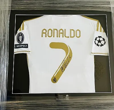 Cristiano RONALDO Genuine Hand Signed REAL MADRID Home Shirt - Man Utd - FRAMED • £525