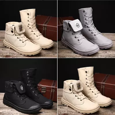 Mens Vintage Canvas Boots High Top Casual Shoes Size Comfort Shoes • $60.48