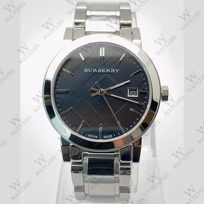 Burberry BU9001 Large Check Black Dial Stainless Steel Casual Unisex Watch • $168