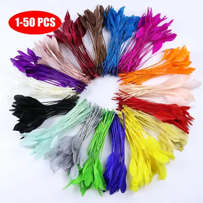Long Fascinator Feathers Stripped Goose Biot Millinery Hats Trimmings Coloured • £1.95