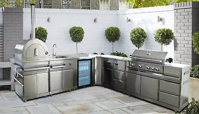 £4995 • Buy Outdoor Kitchen - 6 Piece - Stainless Steel, Sink, Barbecue, Pizza Oven, Burner