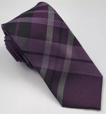 Alfani Polyester Tie Purple Gray Black Geometric Men Necktie Skinny 59 X 2.5 • $9.74