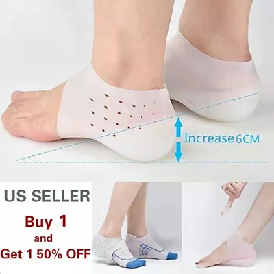 $4.99 • Buy 6CM Concealed Footbed Enhancers Invisible Height Increase Silicone Insoles Pads