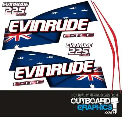 Evinrude 225hp ETEC / E-TEC Outboard Engine Decals/sticker Kit - Australian Flag • $71.95