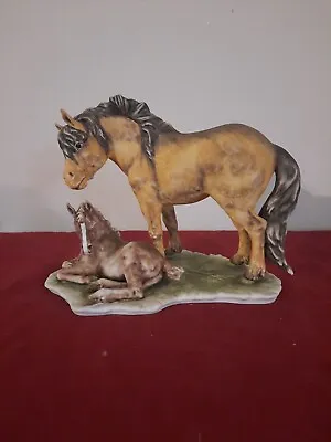 Rare Vintage Kaiser Hand Painted Porcelain Bisque Horse & Foal #488 • $149.99