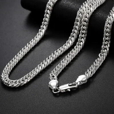 Men New Chains Necklace 20 -24  925Sterling Silver Thick 6mm Flat Sideway Gentle • $10.22