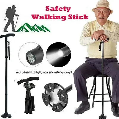 Folding Walking Cane For Seniors Men & Women With Non-Slip T Handle And Strap • $14.29