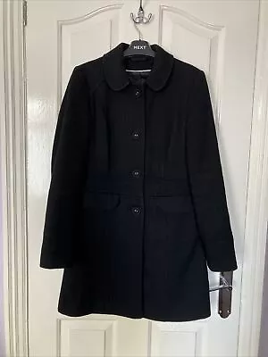 Florence & Fred F&F Smart Black Wool Mix Ladies Fitted Coat Size 12 • £8.50