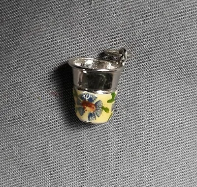 Floral Metal Sewing Thimble 1/2  Charm • $12